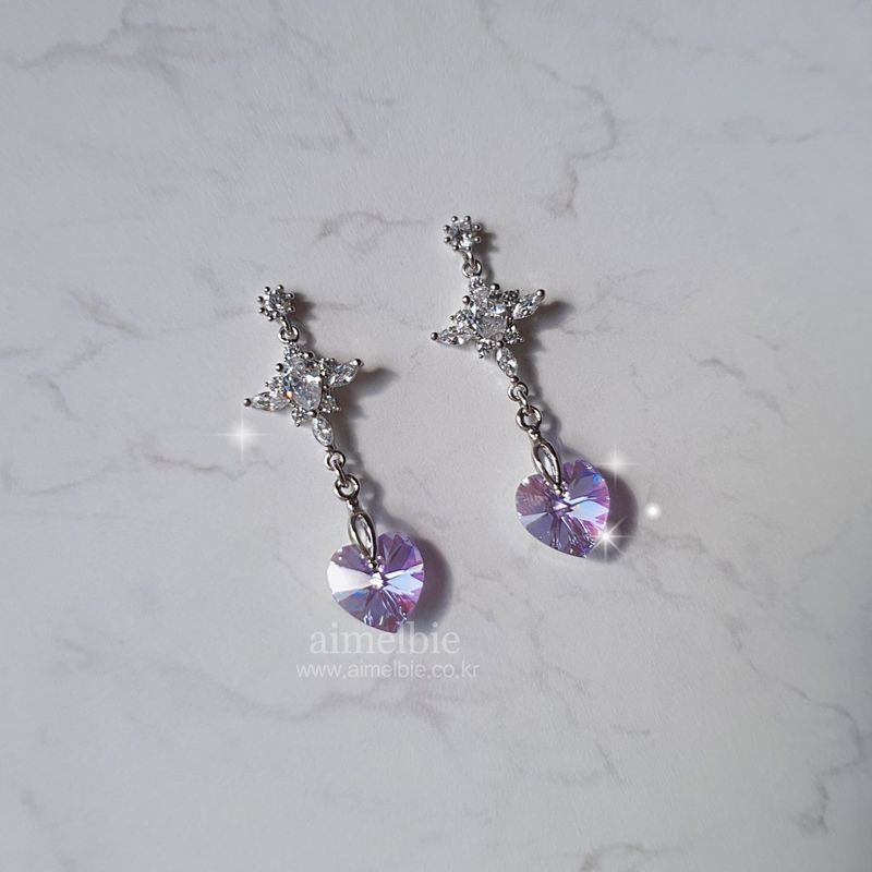 Angelic Heart Crystal Earring - Violet
