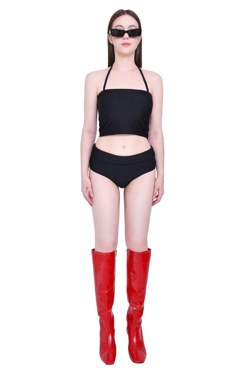 4-way multi tricot jersey span crop tube top (black)