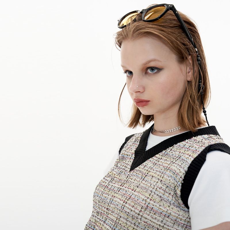 Tweed Crop Vest [Cotton Candy]