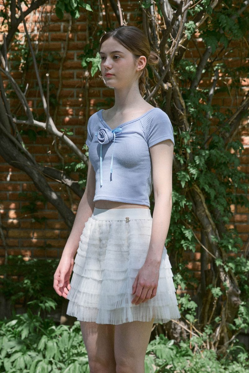 ROSETTE SHIRRING TOP (2 COLORS)