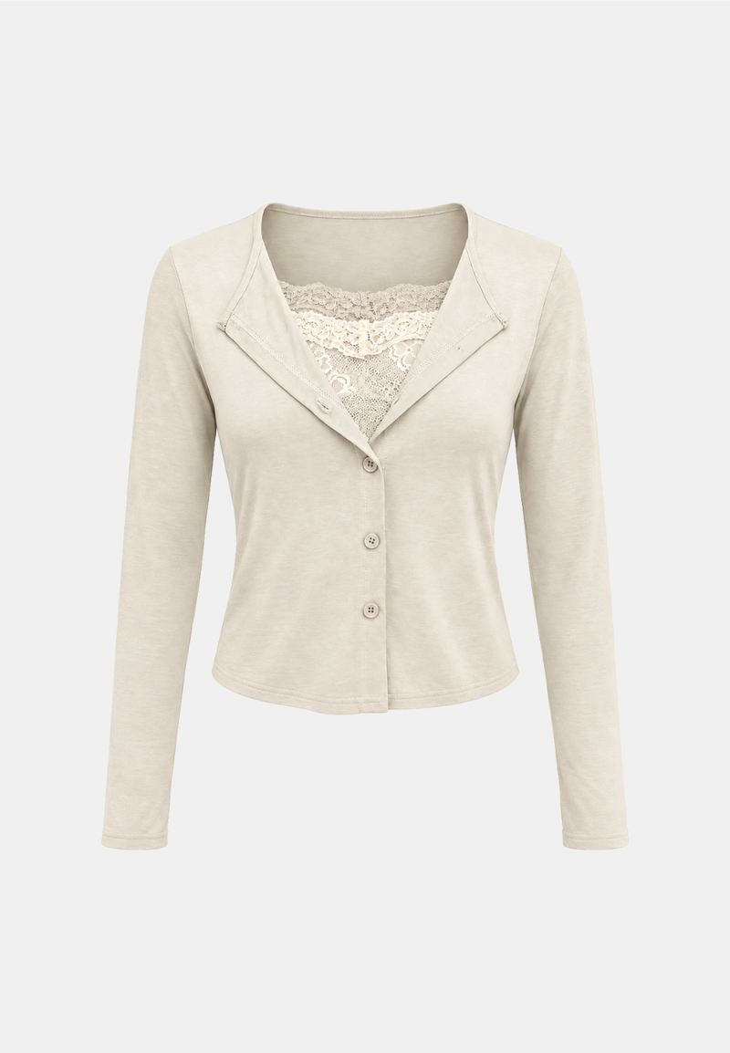 Claire Lace-Layered Cardigan Set