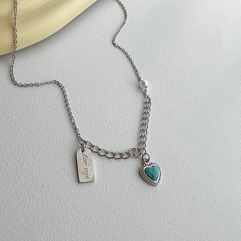 step turquoise gemstone color heart resort necklace