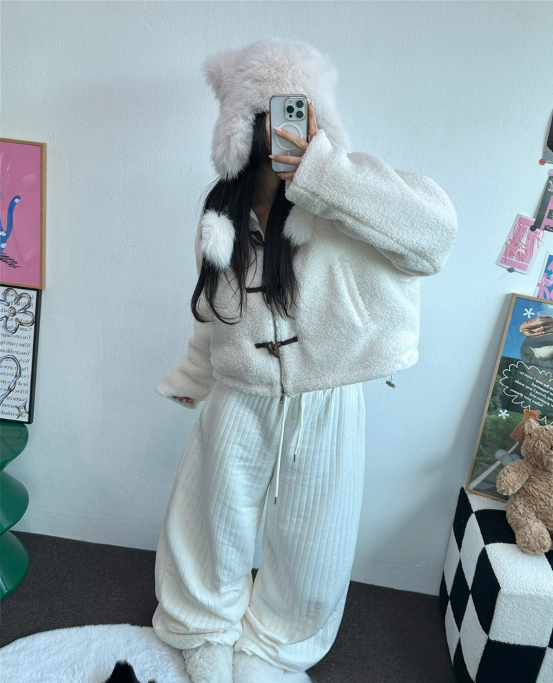 TEDDY CURLY🤎CUTIE PETIT ZIP UP 🤎🧸🐏3COLOR