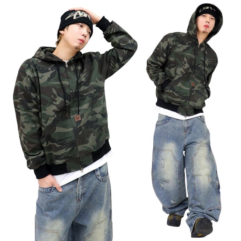 Vintage Work Camo Hooded Jacket