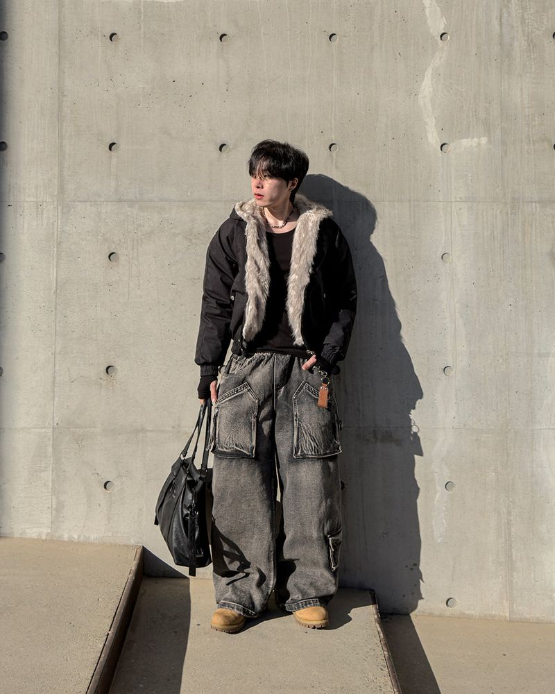 Morik Utility Pocket Wide Denim Pants