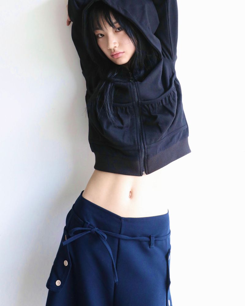  WRINKLE HOOD ZIP UP BLACK