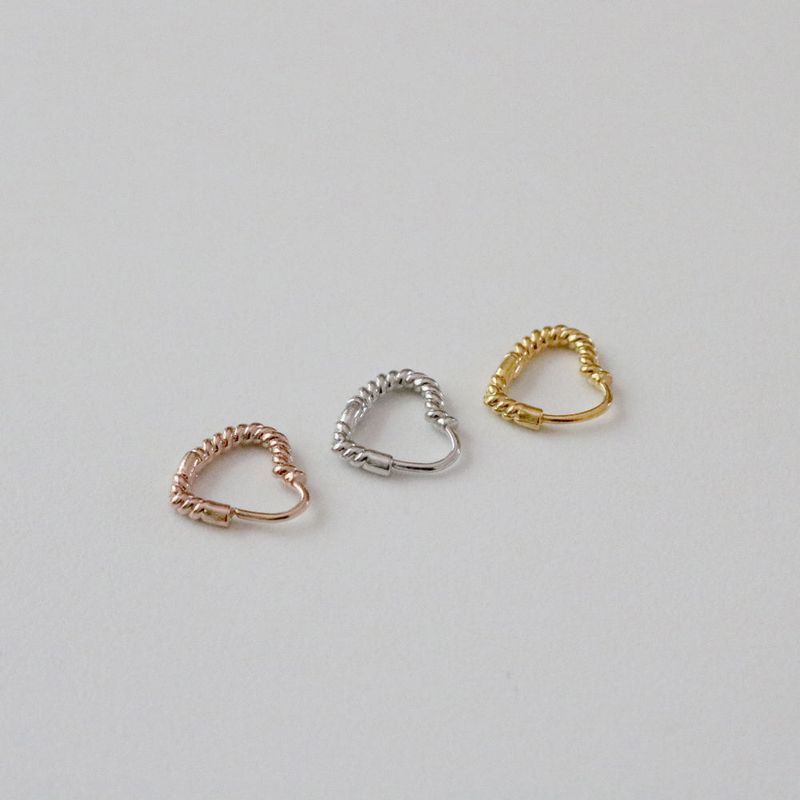 Twisted heart ring piercing / 3 color / 1pcs