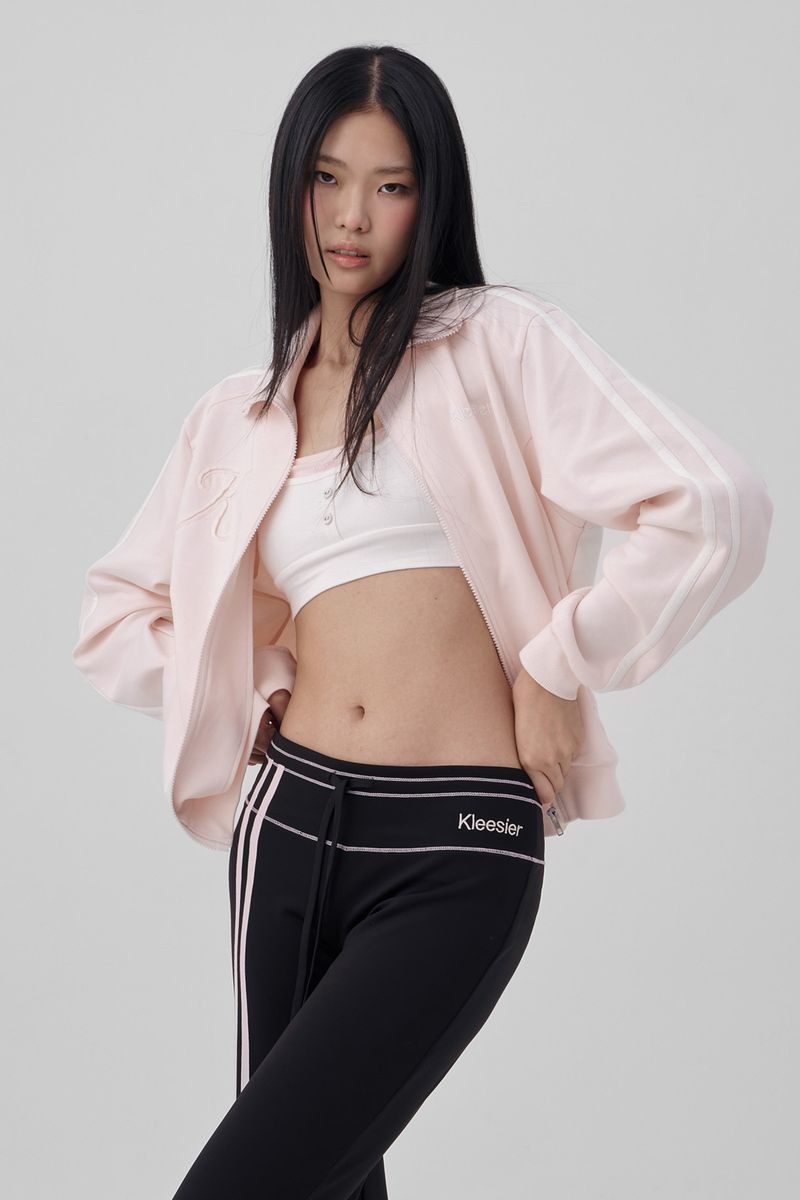 Bella pink line track pants, Black