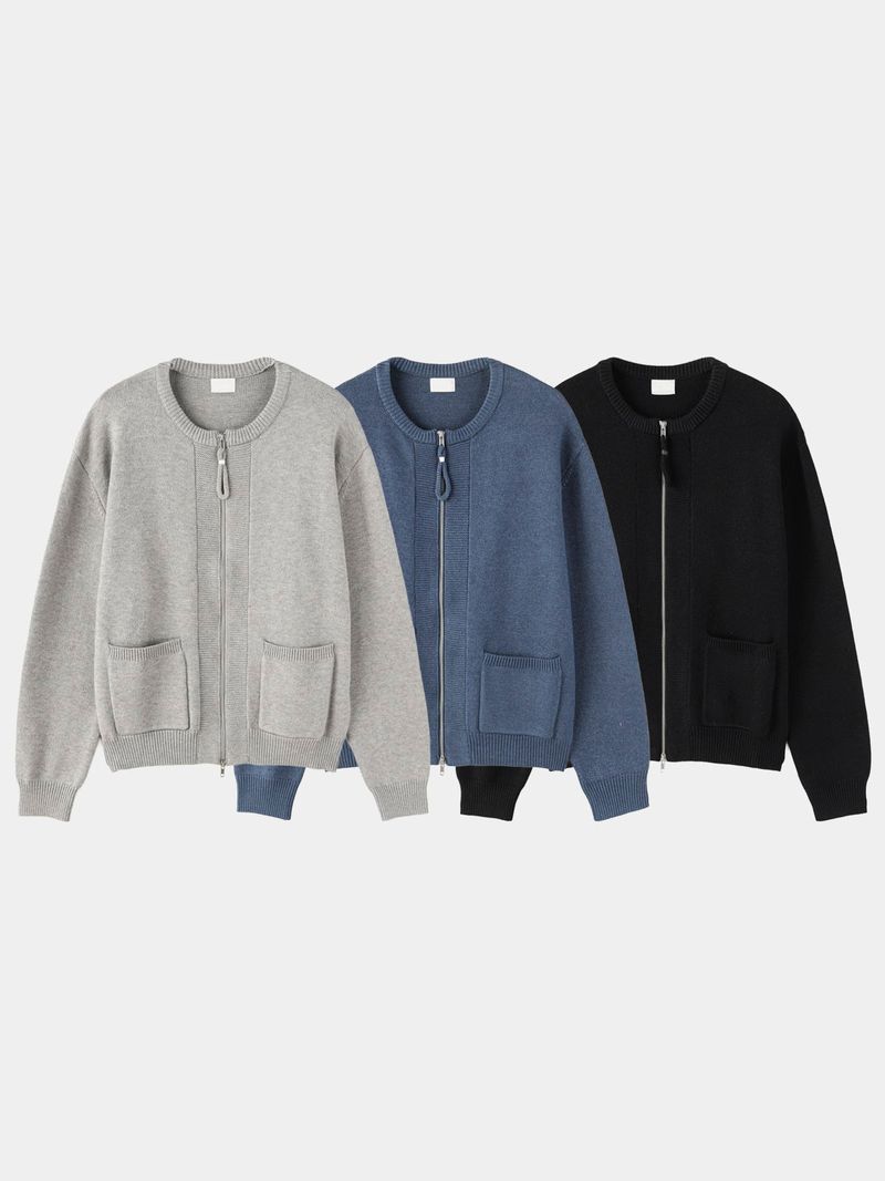 Ring crop knitwear round cardigan