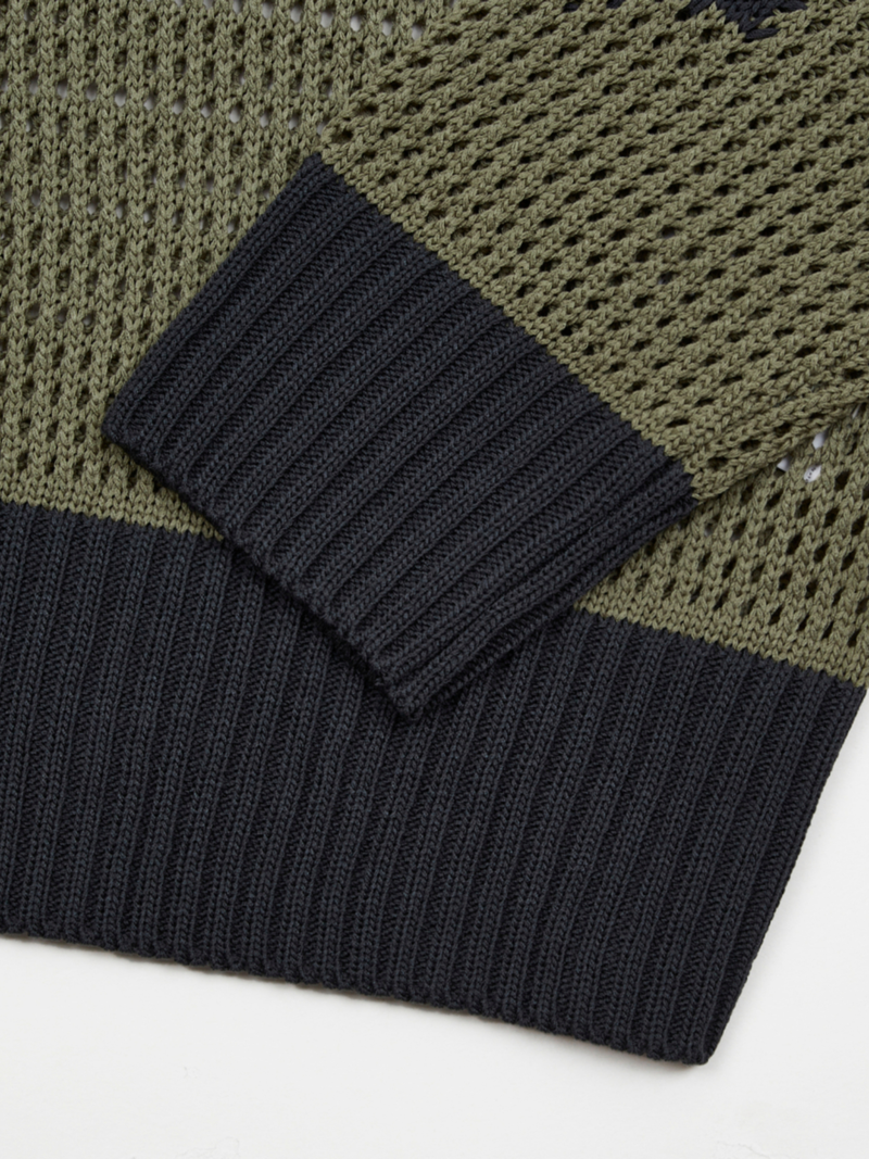 MULTI SKULL MESH KNIT (OLIVE/NAVY)