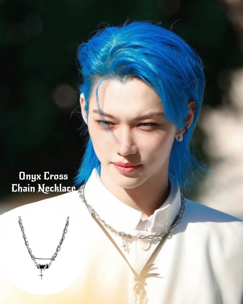  Onyx Cross Chain Necklace - Aespa Winter , Stray Kids Felix, KANG DANIEL Pick