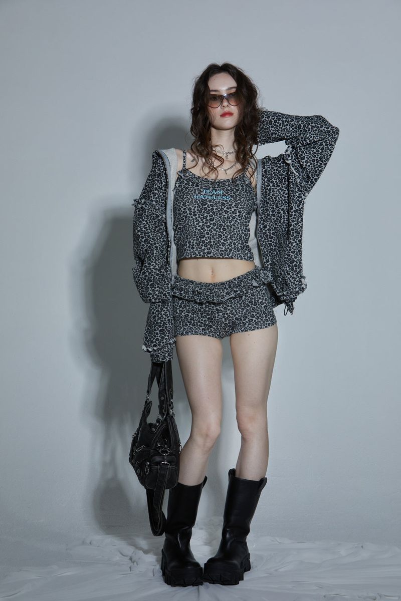 レオパード ノースリーブ トップ