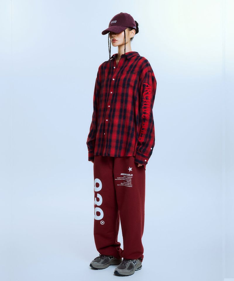 AB EMBROIDERY CHECK SHIRTS (RED)