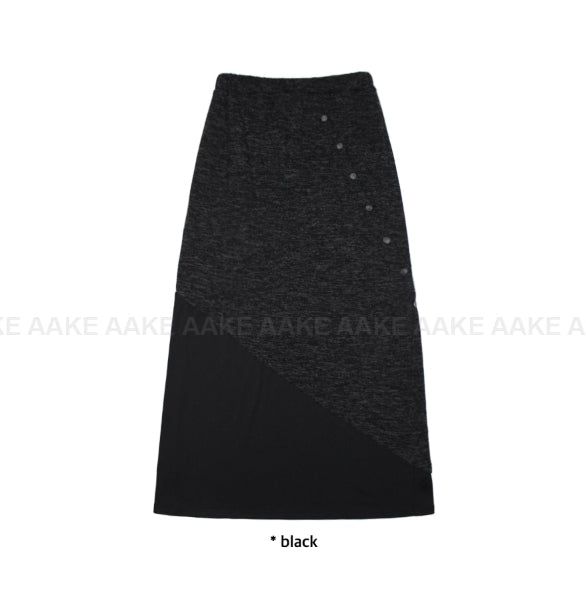 BUTTON LAYERED MAXI SKIRT