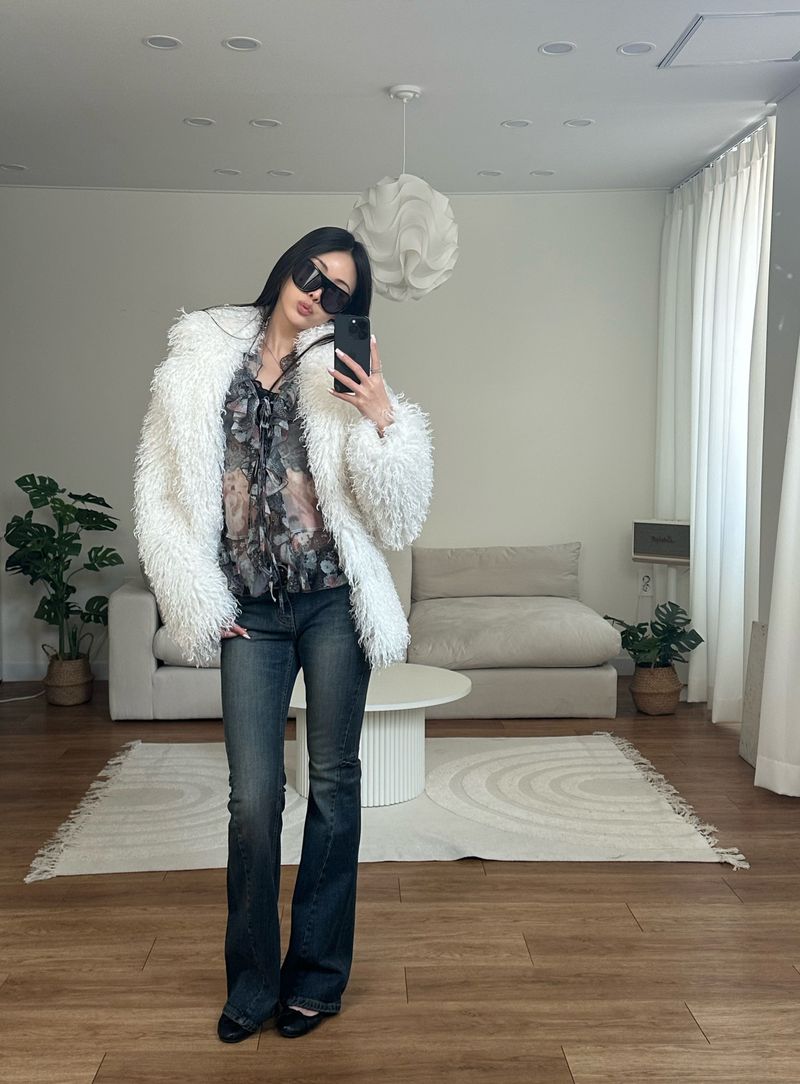 floral ruffle cardigan