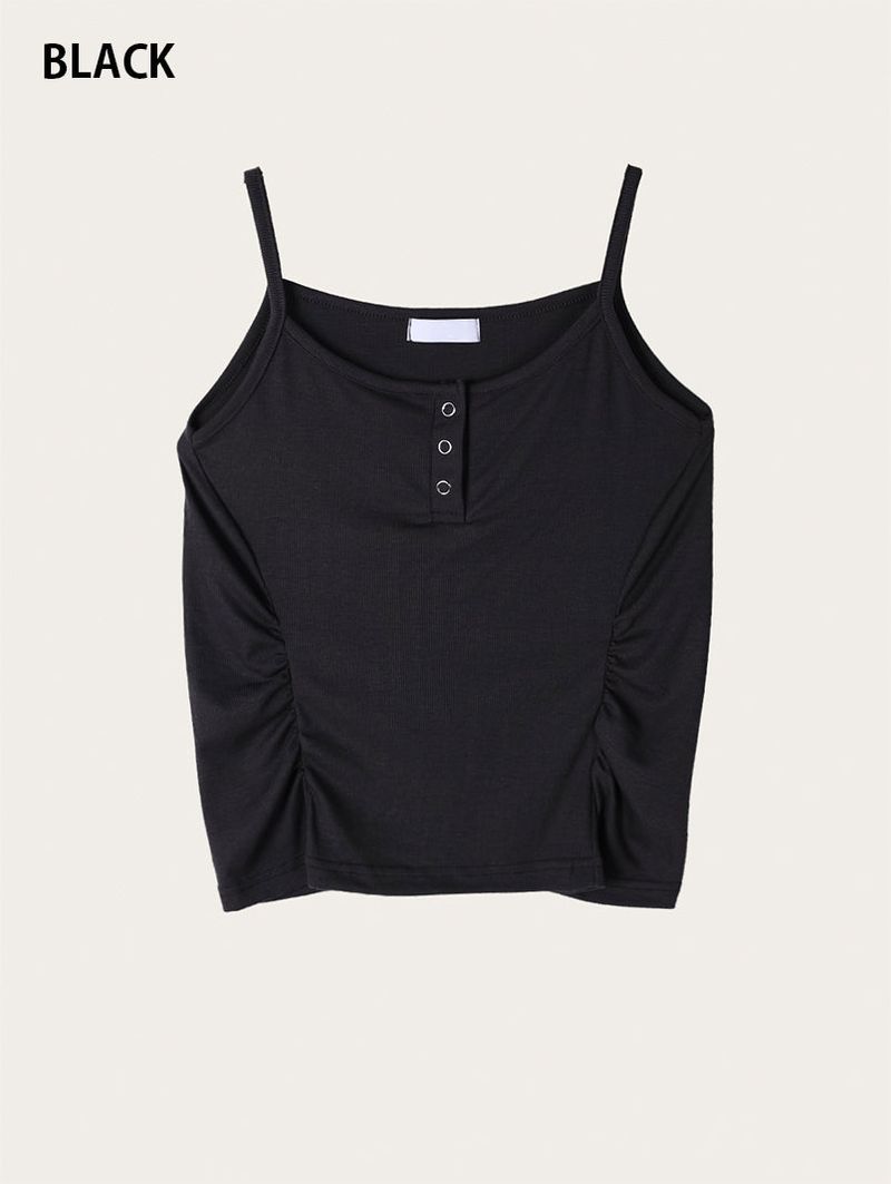 SIDE SHIRRING BUTTON SLEEVELESS (3C)