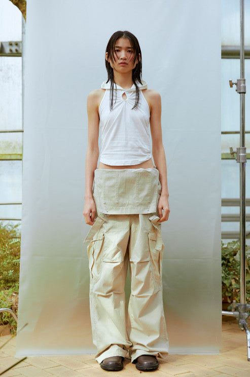 Hood Halter Sleeveless Top (WHITE)
