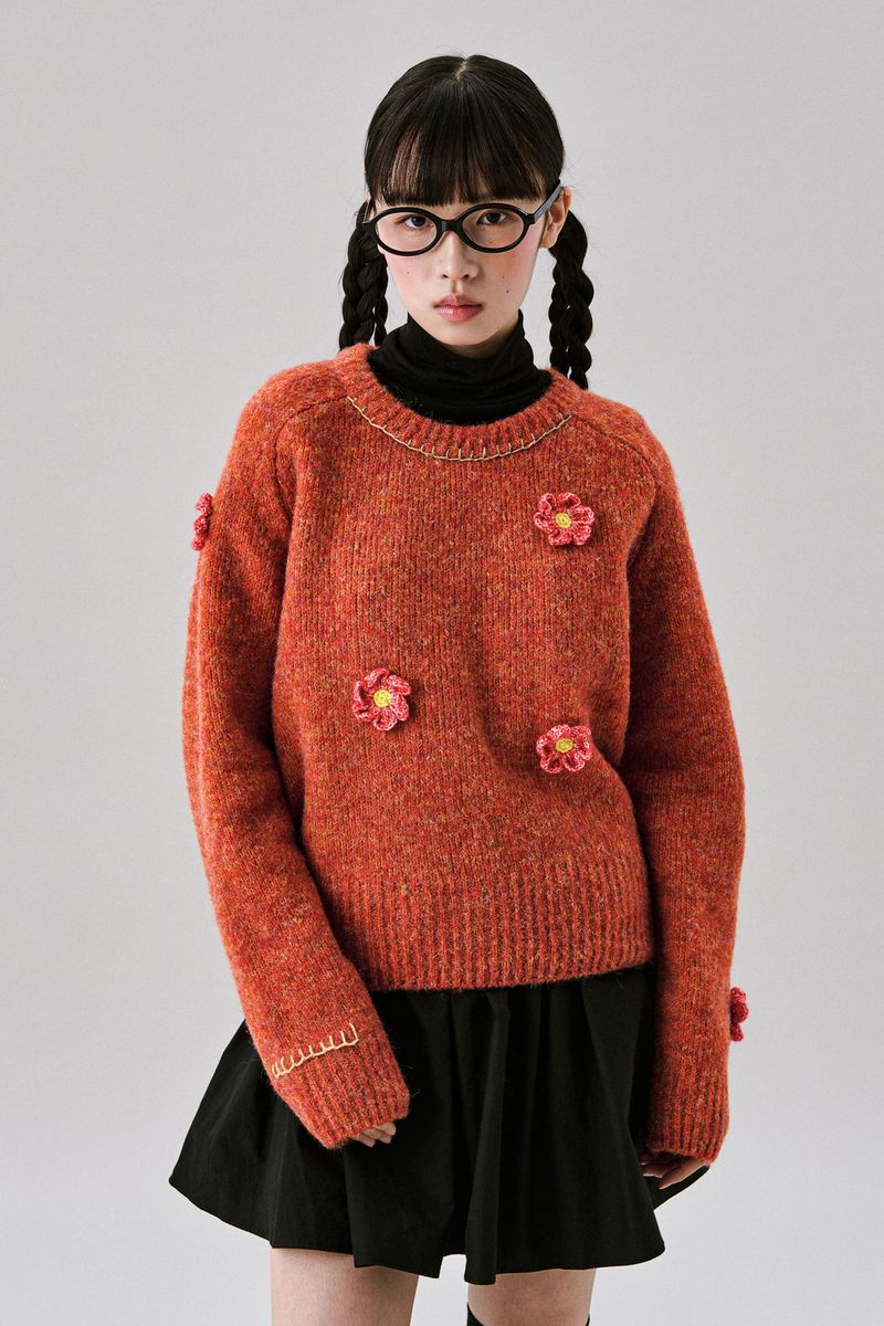 Tommy Flower Knit [Orange]