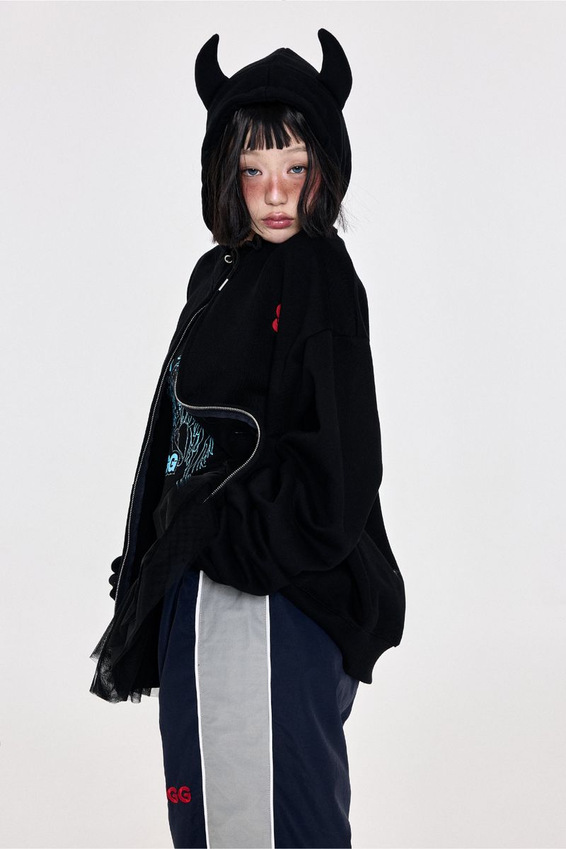 [BASIC] Devil Hoodie Black