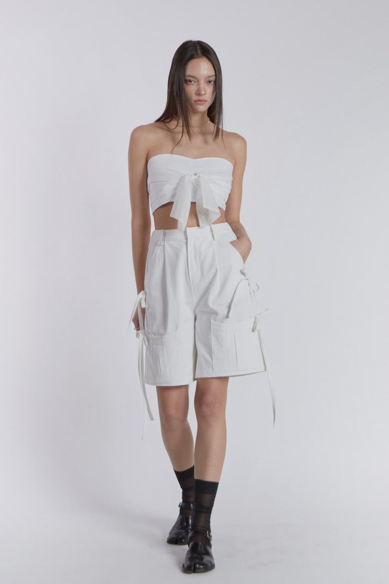 STRAP POCKET BERMUDA PANTS(WHITE)