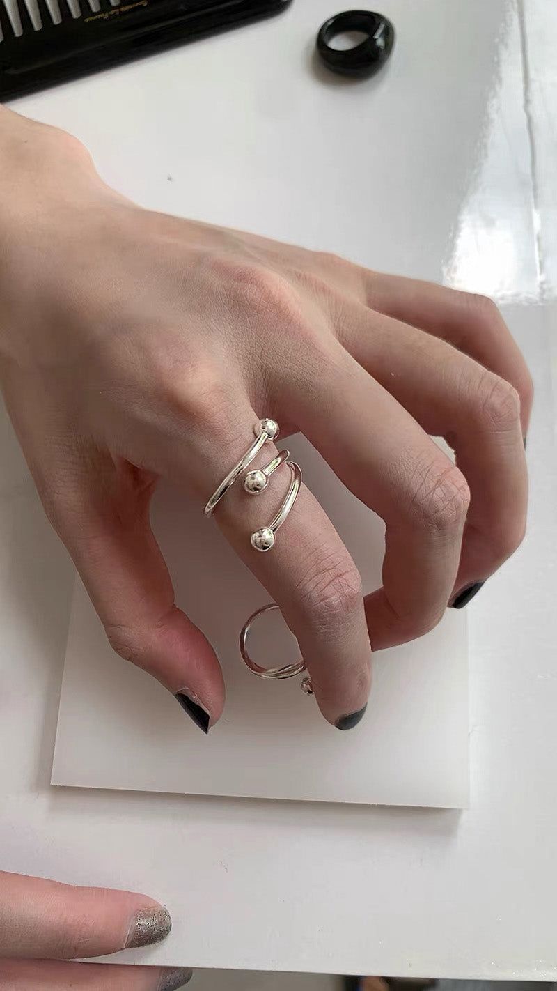 3silver balls silver ring(1pcs)