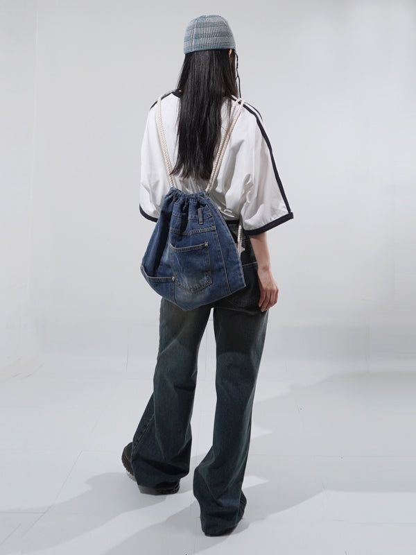 (UNISEX) Denim Rope String Gymsack