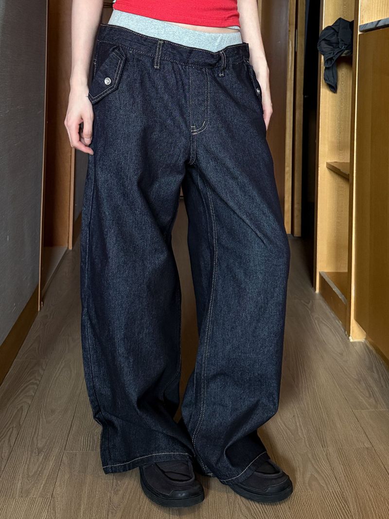  LAYERED DENIM PANTS