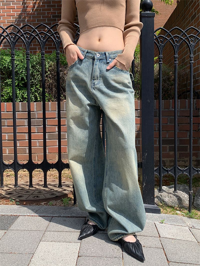 BACK POCKET WIDE JEANS