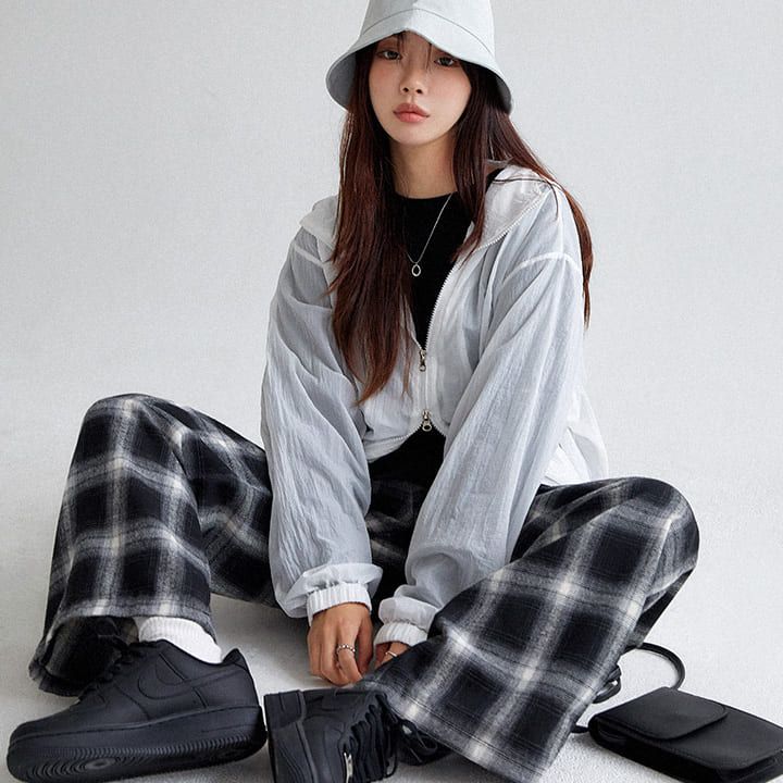 MUAH CHECK WIDE BANDING PANTS