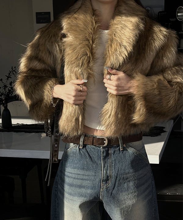 [F/W] Brush fake fur jacket 