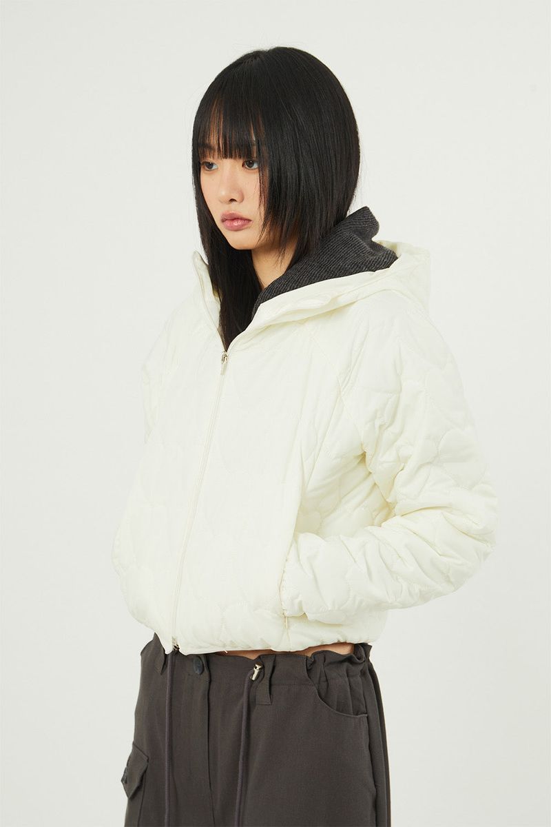 Raucohouse(ラウコハウス)の「Heart stitch hooded crop padded jumper(Jackets/Outerwear)」