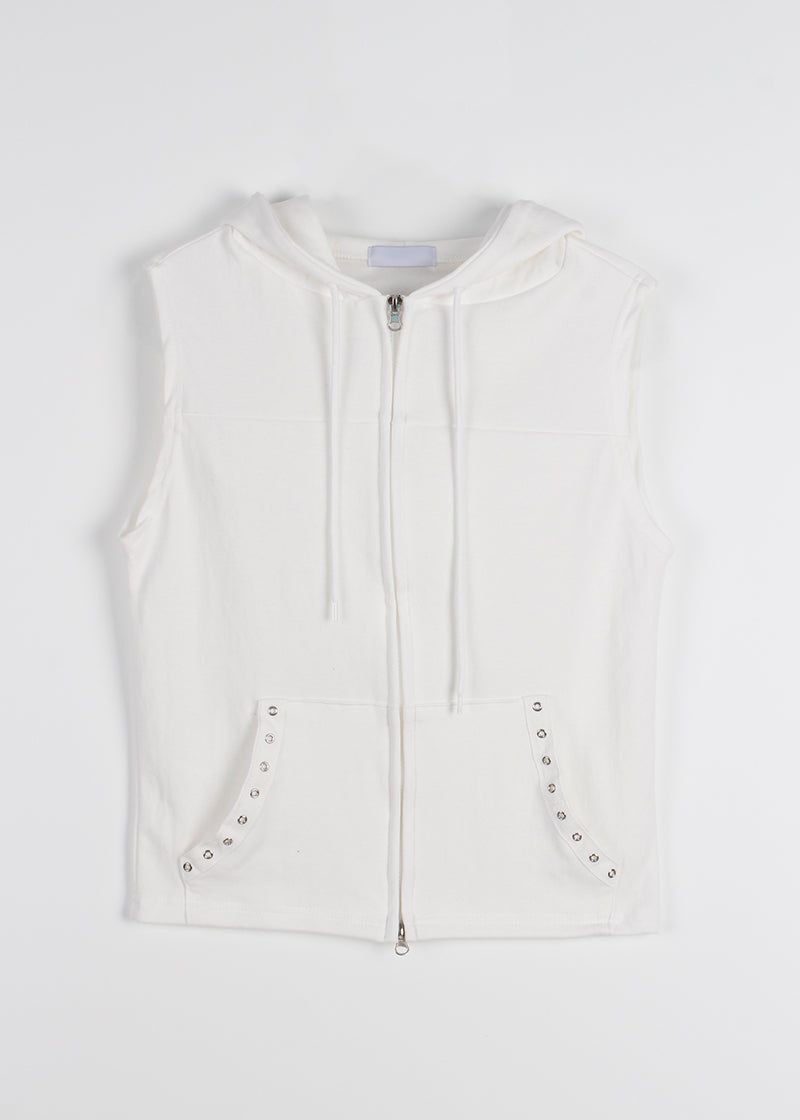 EYELET LINE HOOD VEST