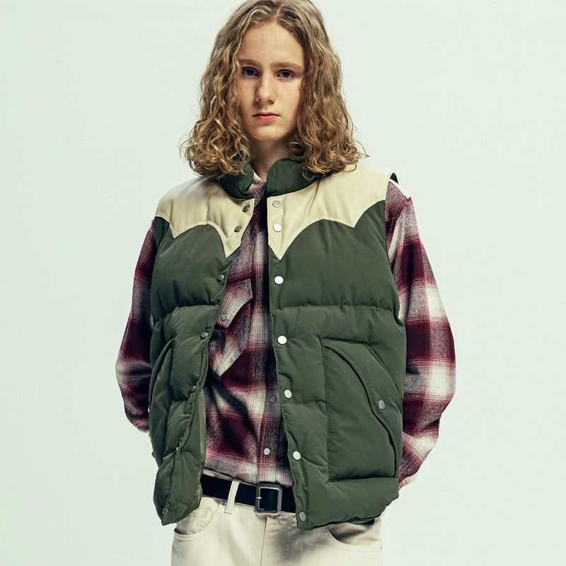 70s wyo padded ski vest olive khaki