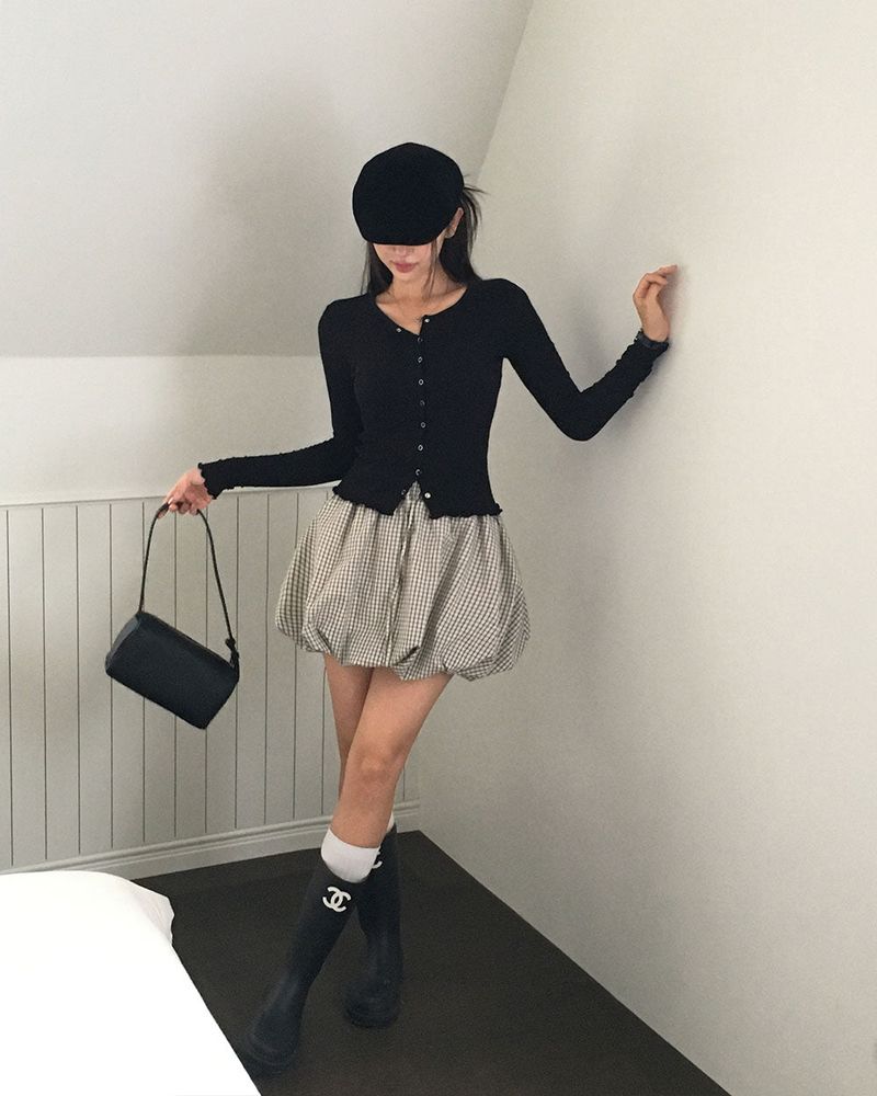 Slim Button Long Sleeve Cardigan