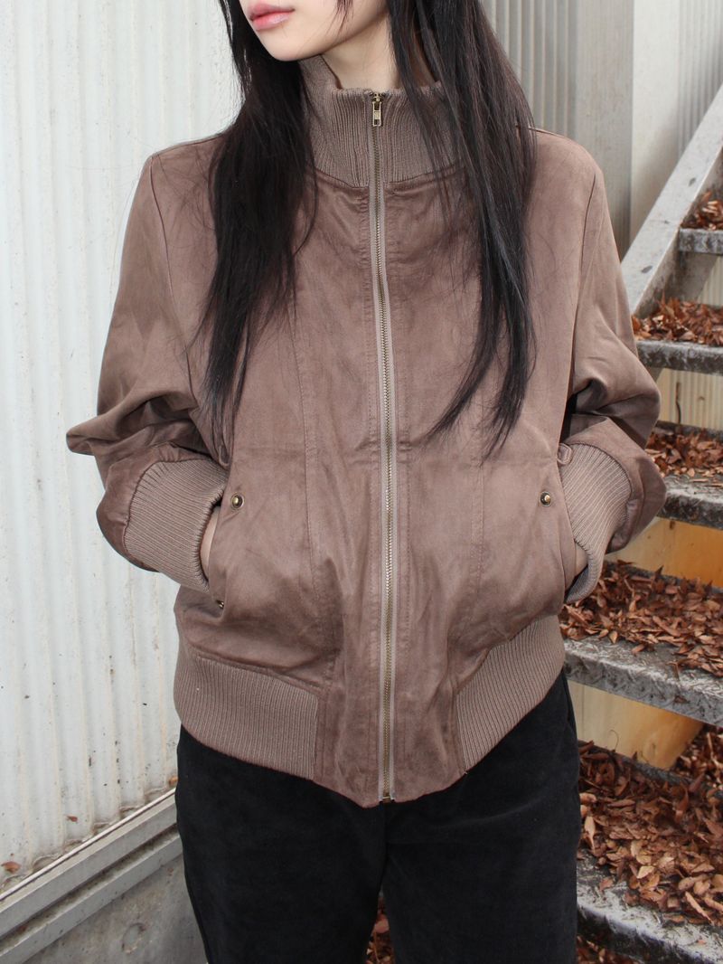 highneck suede jumper