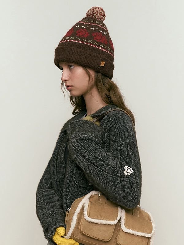 KIRSH（キルシー）の「JACQUARD POMPOM BEANIE [BROWN]（Hats）」