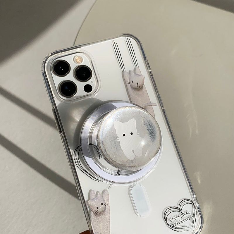 White - Cat's rake Drawing Heart Magsafe Phone Case