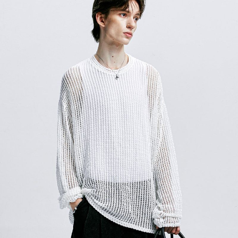 S SY（エスエスワイ）の「[SET] fishnet long sleeve knit & standard fit sleeveless white（Tops）」