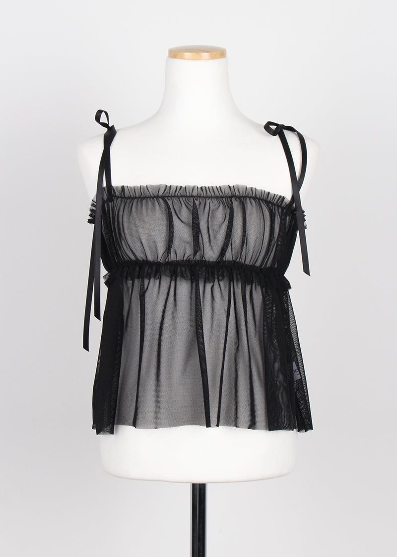 MESH SHIRRING TOP
