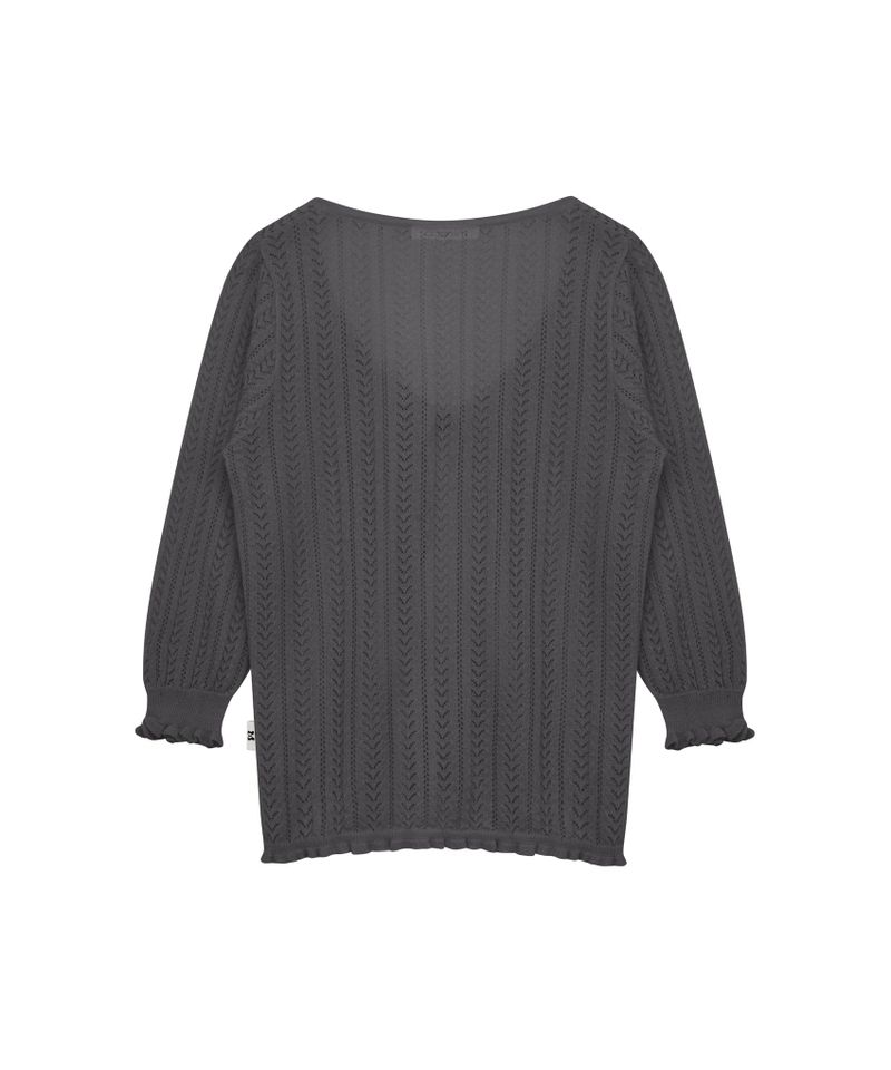 3/4 LACE KNIT CARDIGAN CHARCOAL