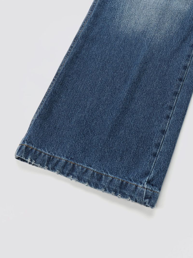 Wide Button Denim Pants