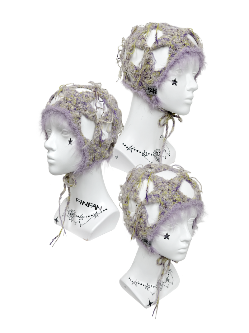 ’Smoky Twilight‘Crochet Boho Star Mesh net Cap