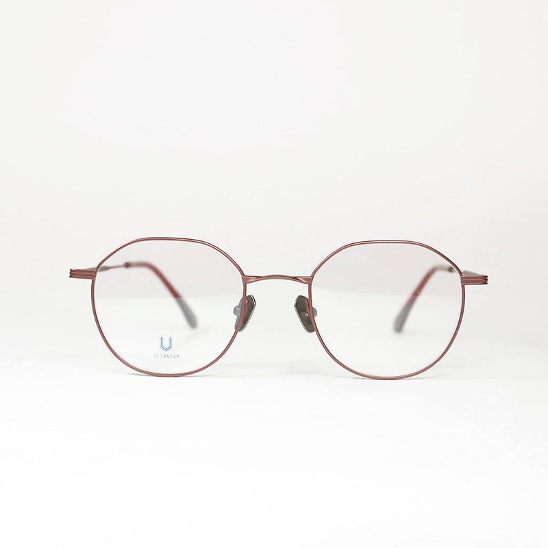 Knouun Round titanium glasses CODE. 101. D Pink Brown