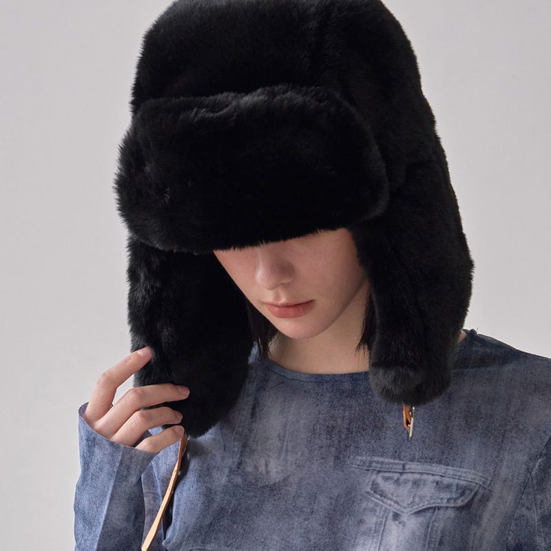 VA Stud Buckle Eco Fur Trooper Hat / Black