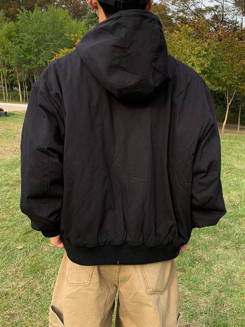 Dummy Rivet Crop Cotton Hooded Jacket 2C