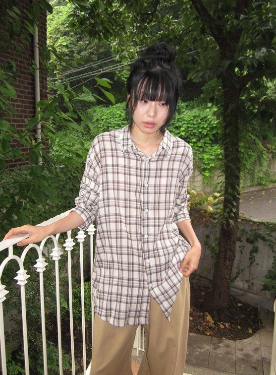 BAON（バオン）の「[unisex] Delice Vintage Check Long Sleeve Shirt（Tops）」