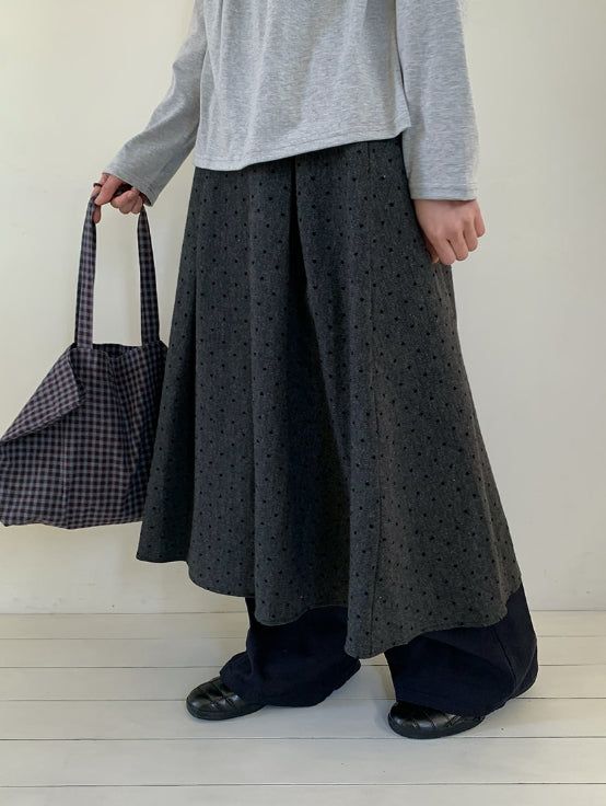 BAON（バオン）の「Fiden Wool Pleats Banding Dot Long Skirt（Skirts）」