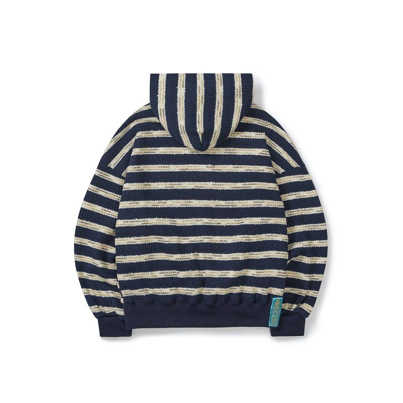 Multi striped knit hoodie / Navy