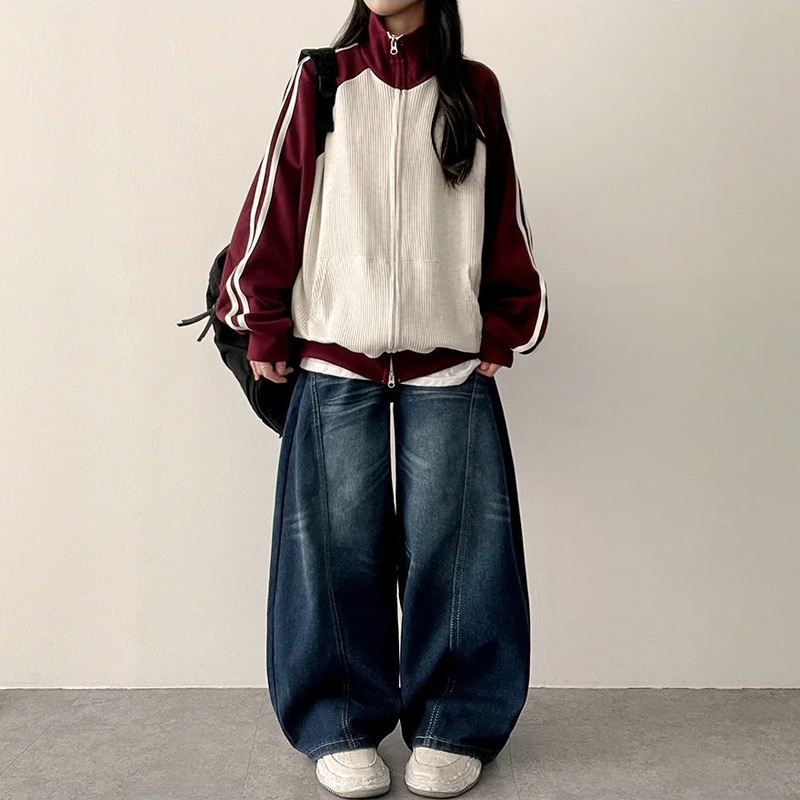 Waffle Two Tone Mix Nagrang Track Zip-Up