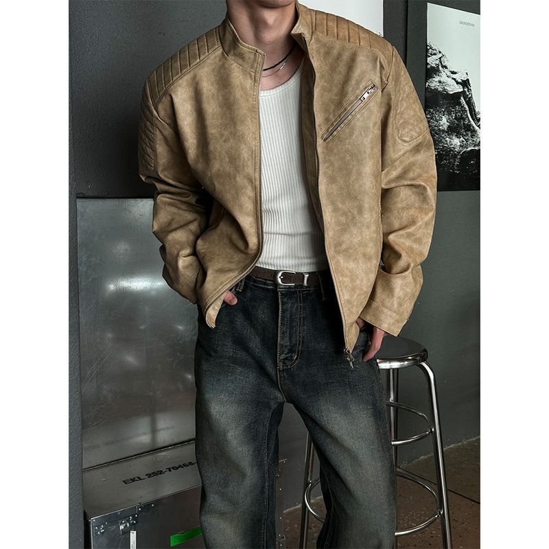 [S/F] Patch biker leather jacket (3color)